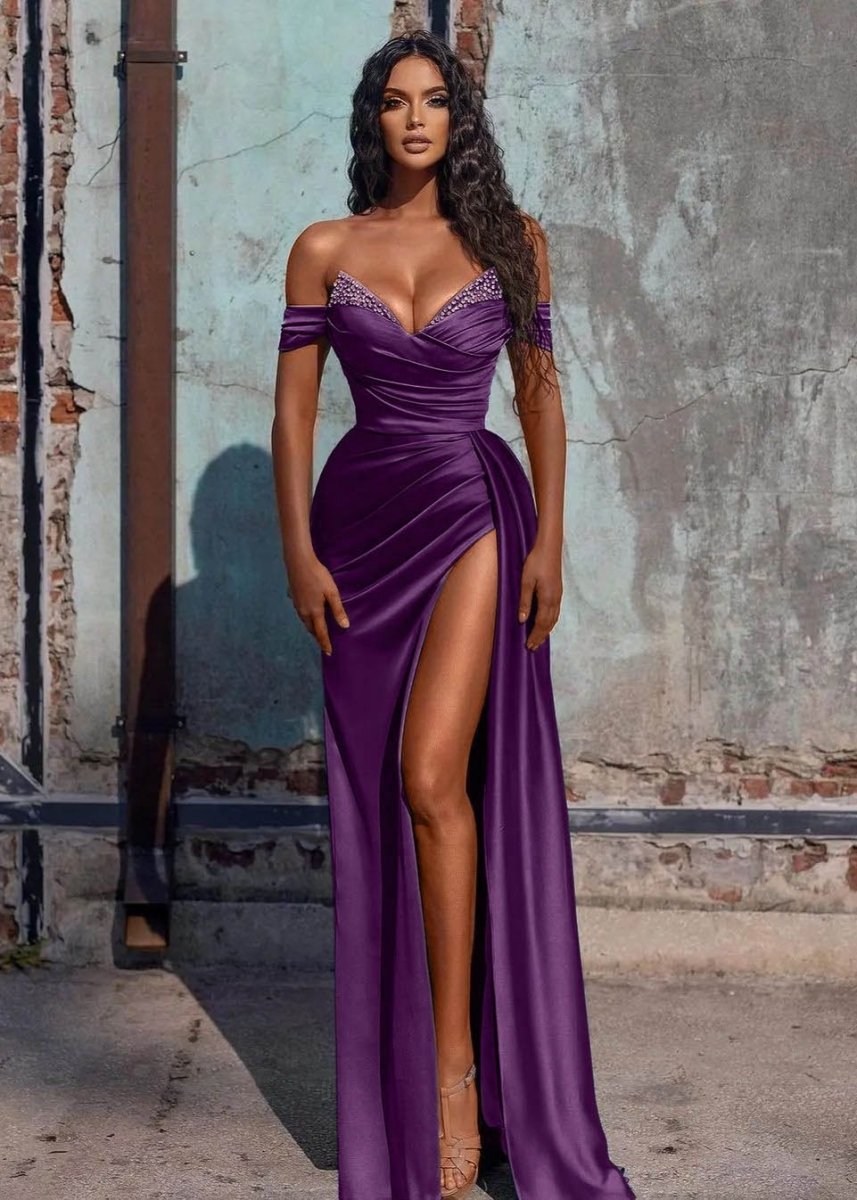 Adelaide | Mermaid Satin Long Prom Dress with Slit