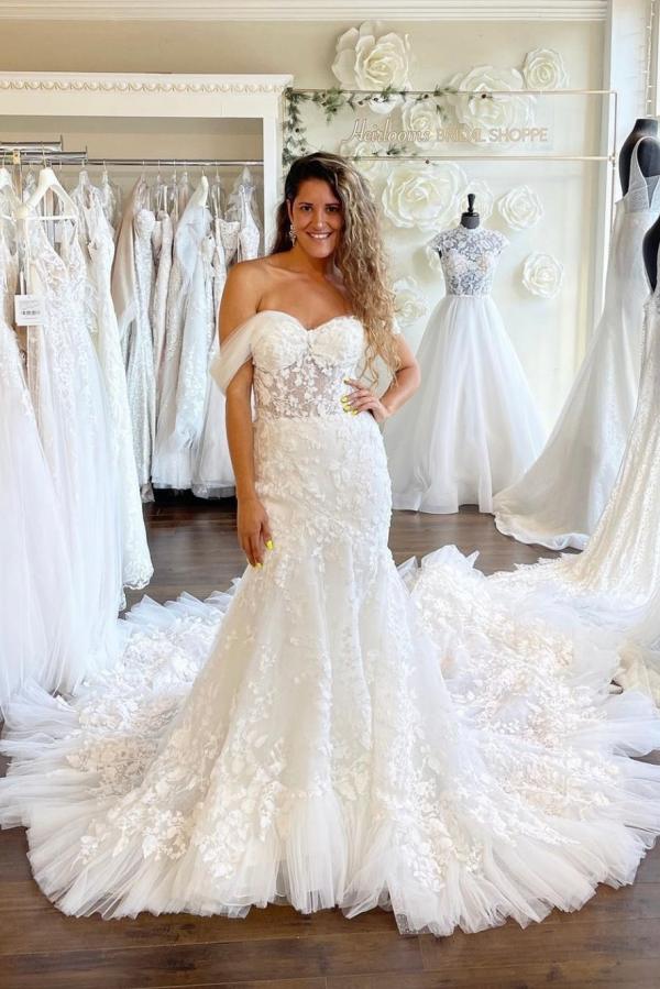 Charming Long Off the Shoulder Backless Sleeveless Mermaid Wedding Dress