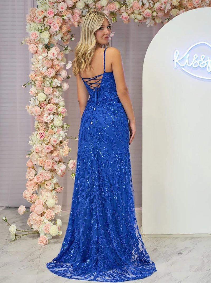 Remy |Mermaid Scoop Neck Sequins Prom Dress with Slit