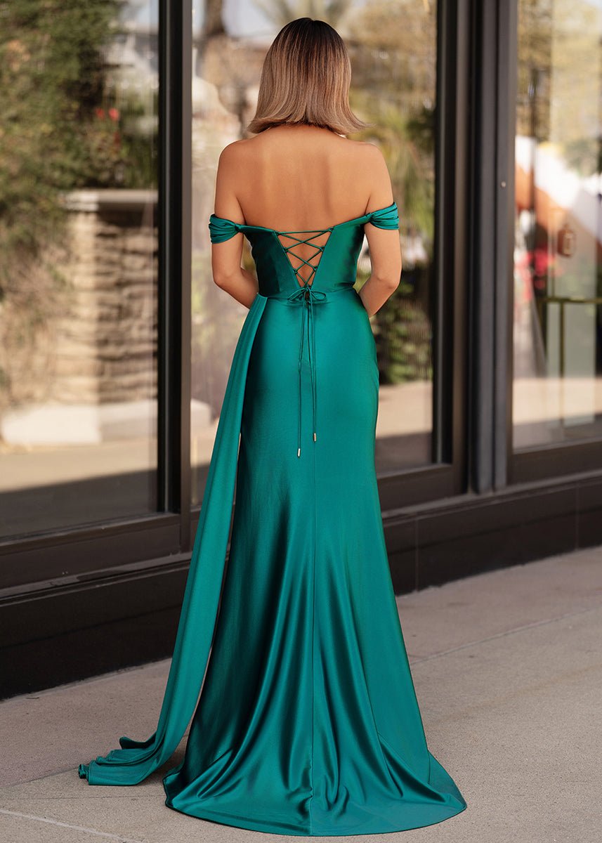 Adelaide | Mermaid Satin Long Prom Dress with Slit