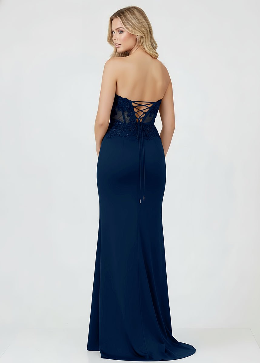 Amaya |Sheath Sweetheart Long Satin Prom Dress with Slit