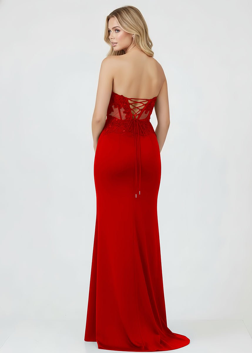 Amaya |Sheath Sweetheart Long Satin Prom Dress with Slit