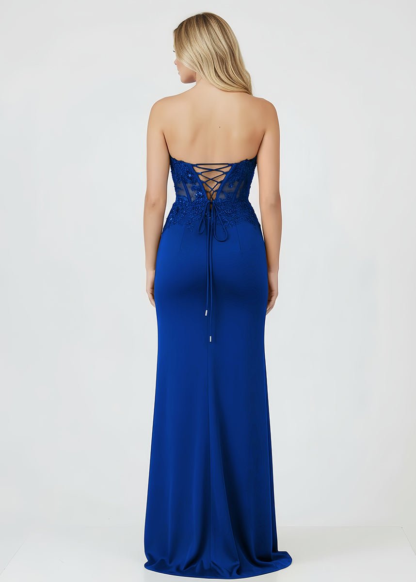 Amaya |Sheath Sweetheart Long Satin Prom Dress with Slit