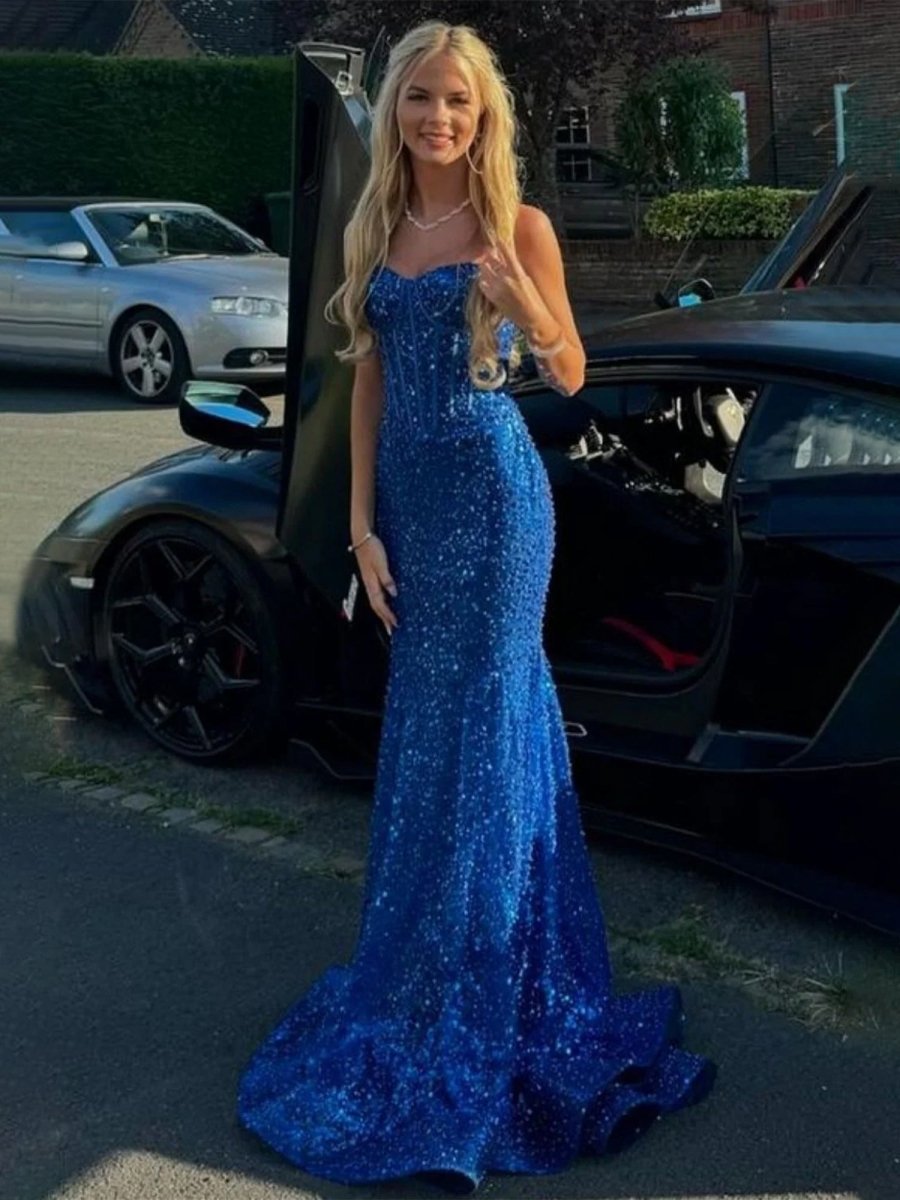 Yoshi | Mermaid Sweetheart Sky Blue Sequins Prom Dresses
